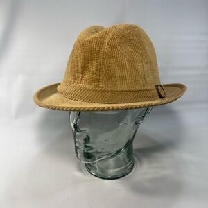 Vintage Tan Corduroy Fedora Hat, 1970’s Quality Made In USA Hipster Boho Vibes